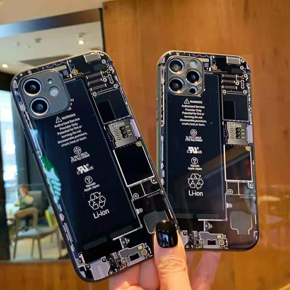 Ốp điện thoại kính cường lực cứng in hình weird cho iPhone xsmax 12 11 6S 7plus 8 XR