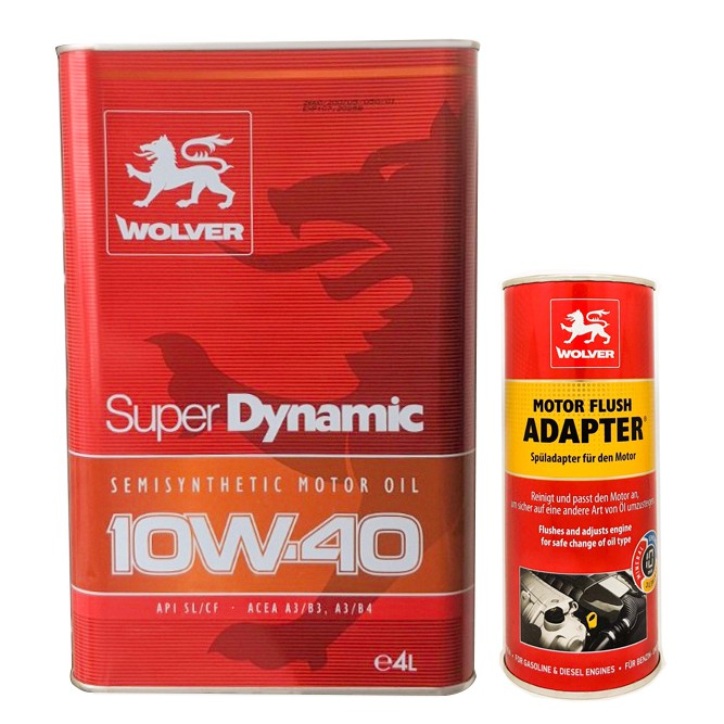 TIẾT KIỆM 5% COMBO 4L DẦU NHỚT WOLVER DYNAMIC 10W40 SL/CF 4L + PHỤ GIA WOLVER ADAPTER 350ML