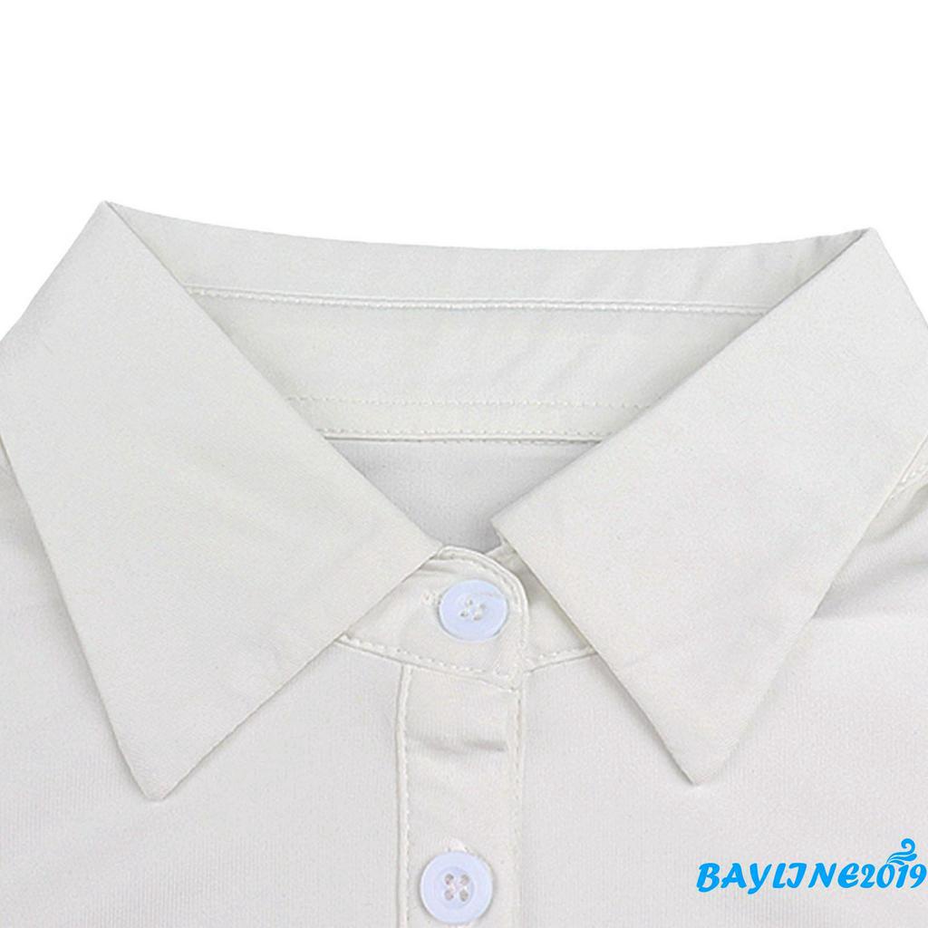 Áo Sơ Mi Croptop Tay Dài Màu Trơn Thời Trang Cho Nữ