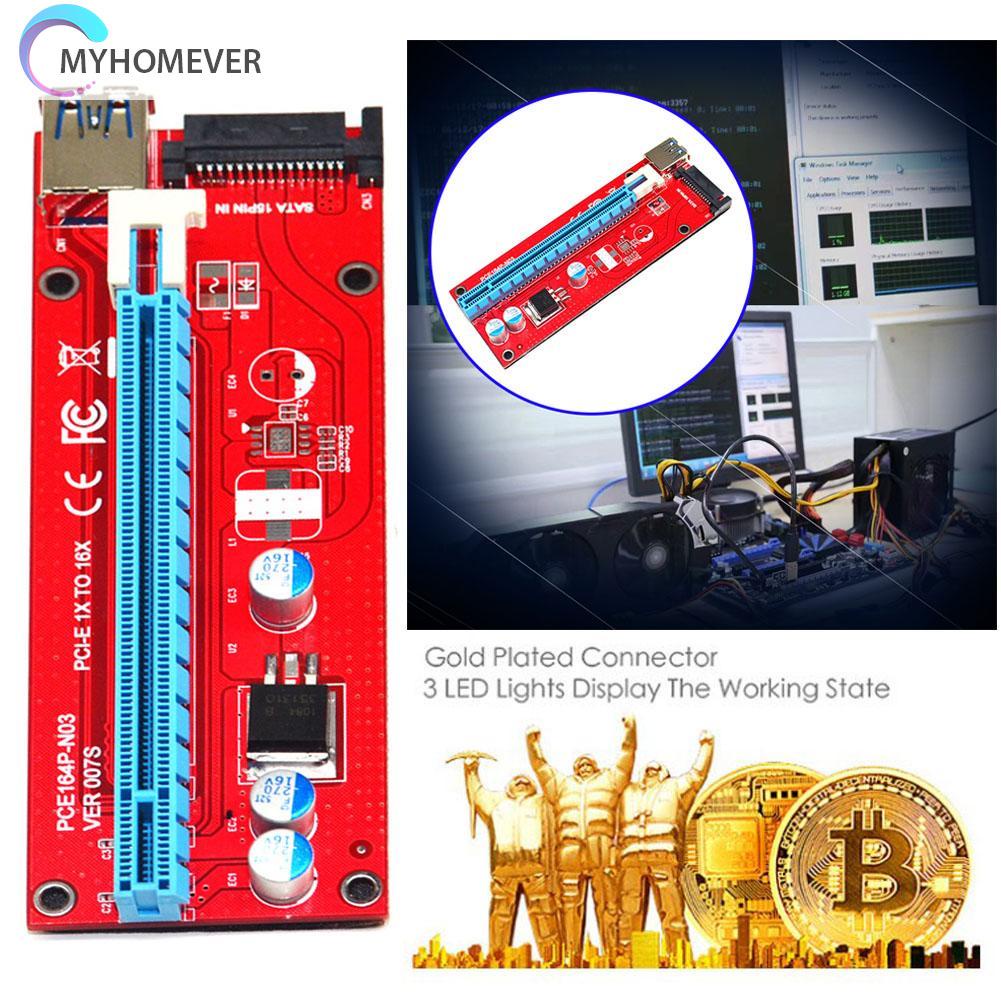 myhomever USB 3.0 164P PCI-E Express 1x to 16x Extender Riser Card 6Pin SATA Mining