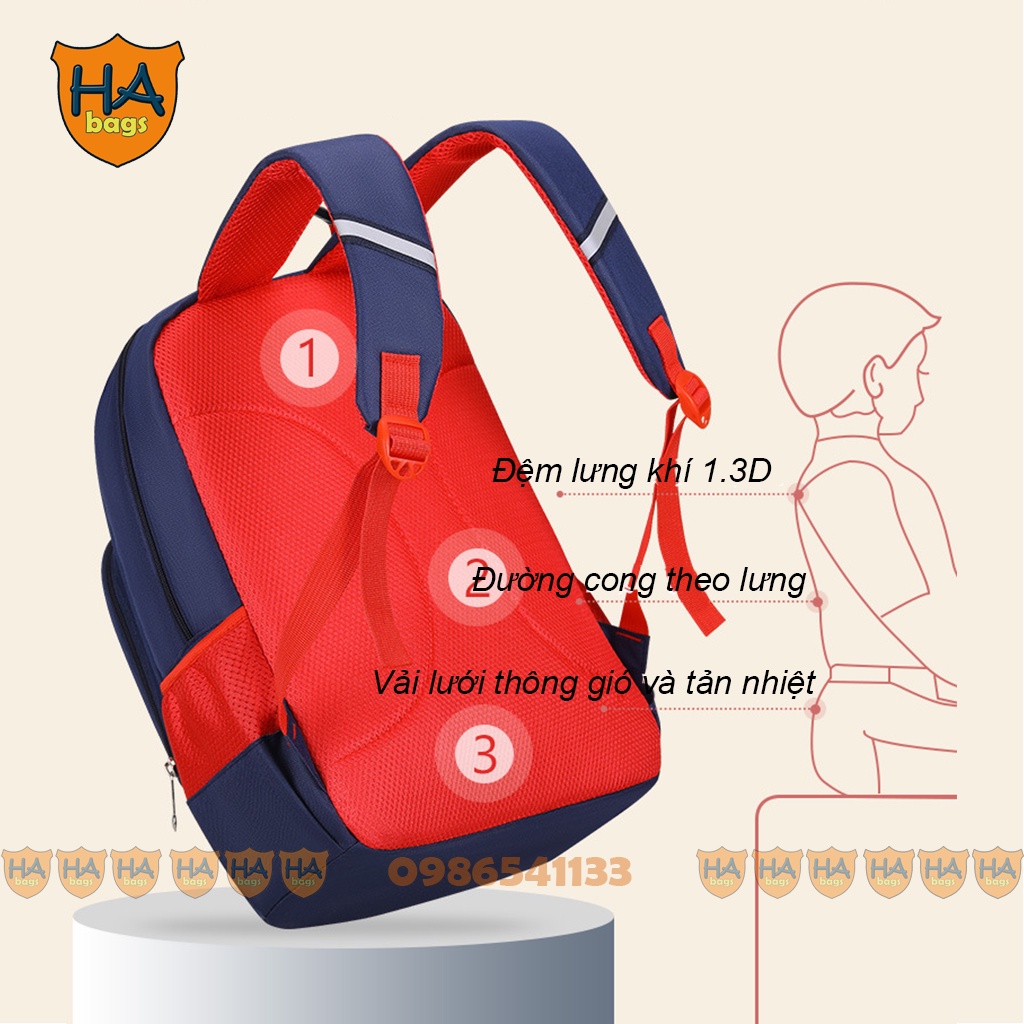 Balo học sinh cấp 1 kích thước 39x27x13cm HA1004, cặp dài và có sức chứa lớn