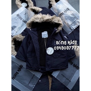 Áo parka bé trai lót cừu navy petits