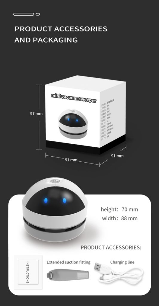 Máy Hút Bụi Mini Tự Động Để Bàn Hai Chế Độ Tiện Dụng Cho Gia Đình / Văn Phòng