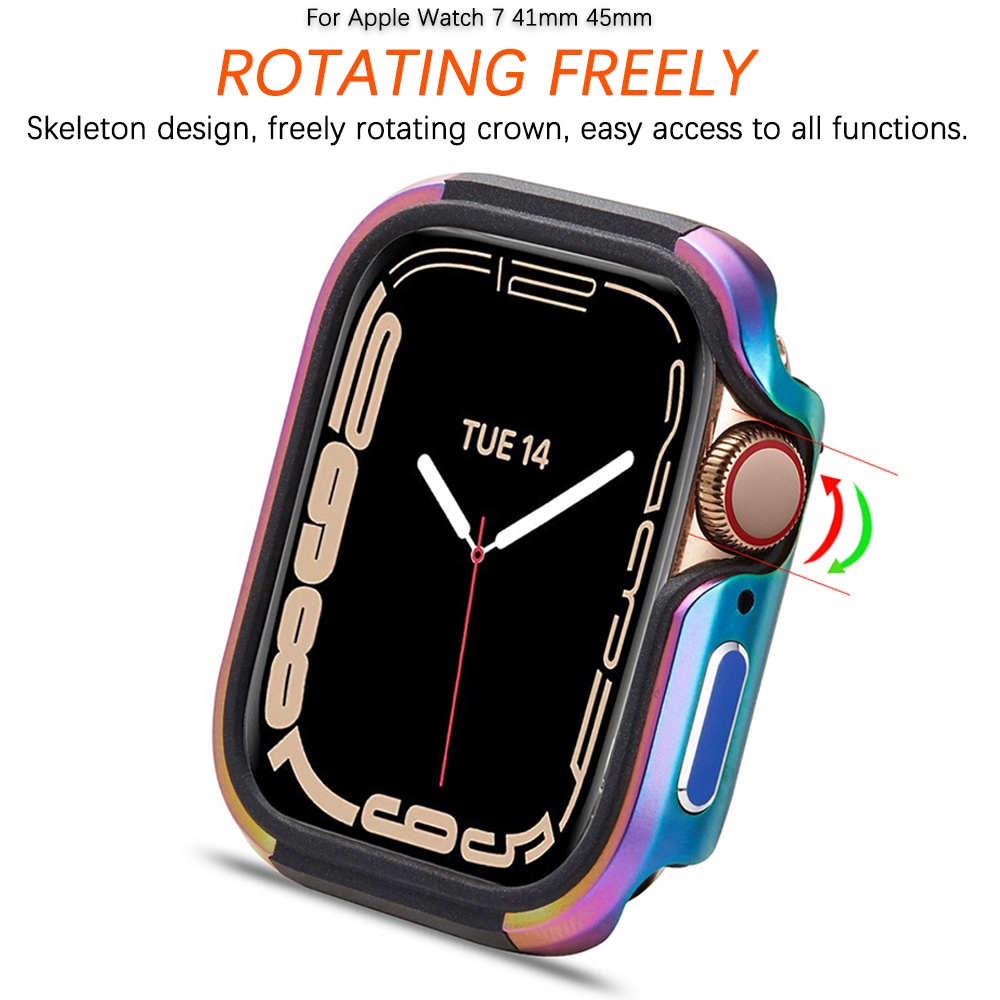 Ninki Ốp Bảo Vệ Viền TPU Bằng Hợp Kim Nhôm Cho Apple Watch Series 8/7 41mm 45mm,Aluminum Alloy + TPU Protector Frame Cover for iWatch 8/7 41mm 45mm Metal Bumper