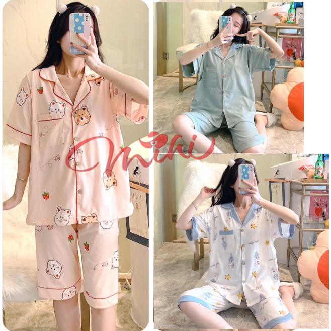 Bộ đồ bầu lửng sau sinh và cho con bú ti Pijama, Bộ ngủ cho mẹ quần áo bà bầu mặc nhà thời trang mùa hè chất đẹp Bigsize