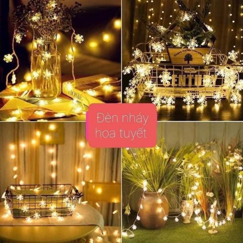 Đèn Nháy Trang Trí Hình Bông Tuyết, dây đèn trang trí Decor Phòng