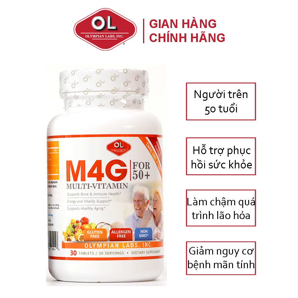 Olympian Labs M4G Multi-Vitamin For 50+ hộp 30 viên - Tăng cường sức khỏe cho người trên 50 tuổi