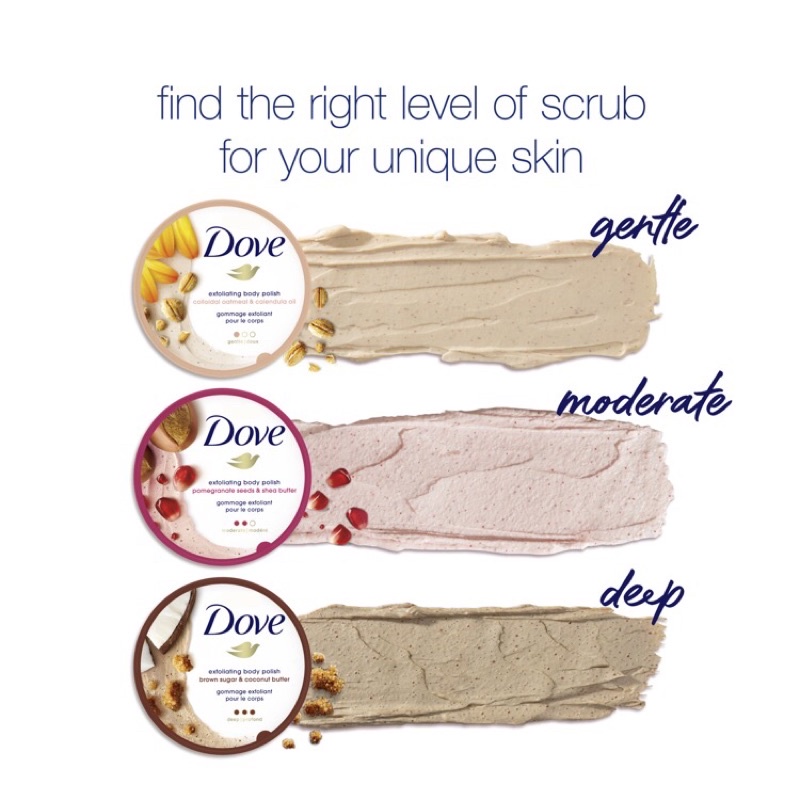 Tẩy tế bào chết Body Dove 298g bản nội địa Mỹ nhiều mùi hương