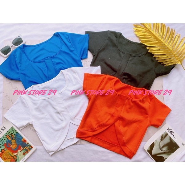 Áo Croptop Ôm Body Tay Ngắn Cổ U Kiểu Khoét Thân Độc Lạ A5117