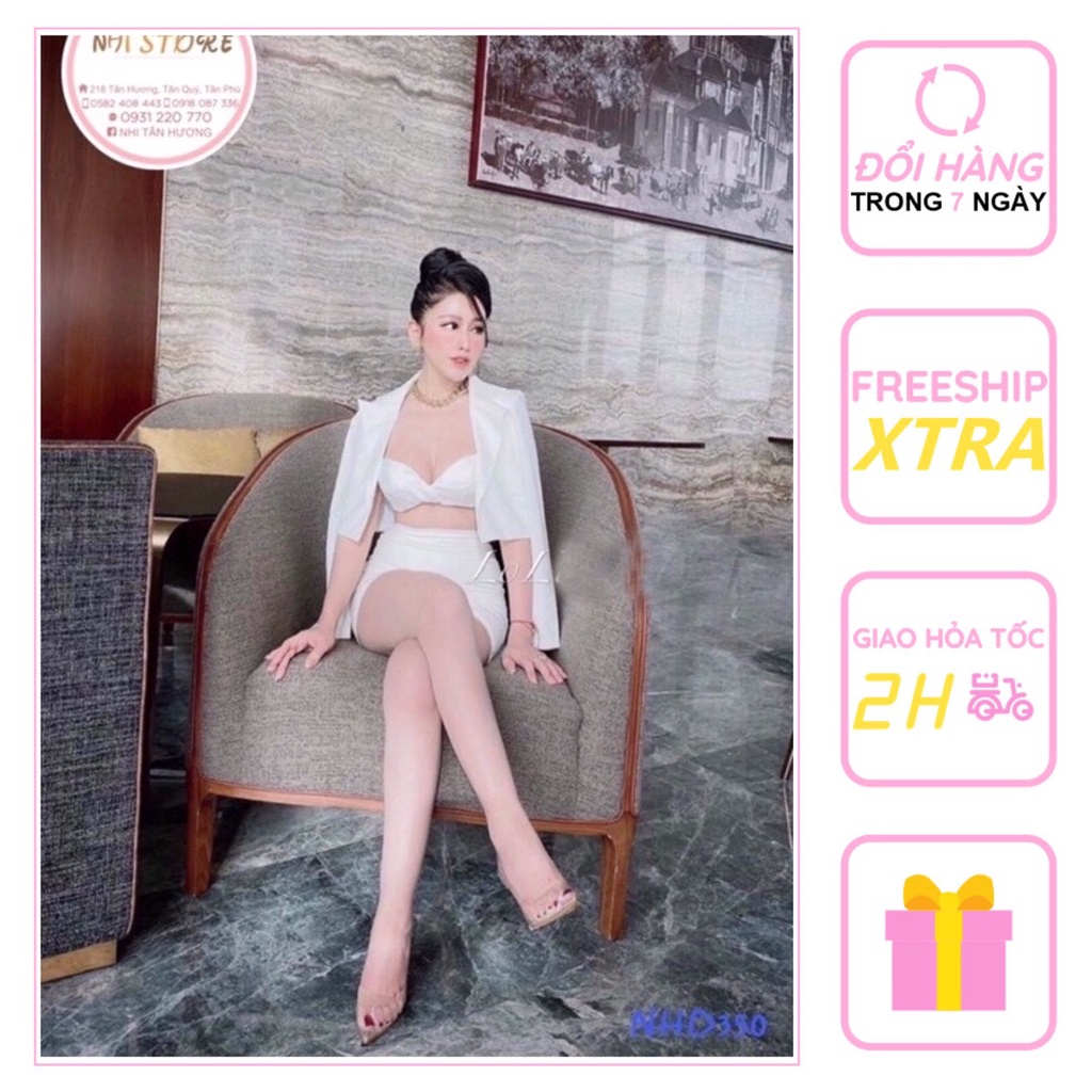 [FREESHIP 50K]Set Đồ Kiểu Nhistore Áo Khoác Vest Croptop Chân Váy A Kèm Áo Bra Ren Sexy Sang Chảnh Freesize Dưới 55kg | BigBuy360 - bigbuy360.vn