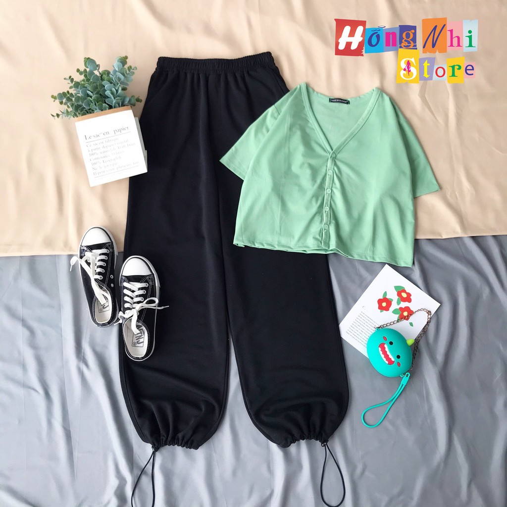Áo Croptop Cổ Tim Nút Gài Tay Ngắn Oversize Ulzzang - MM