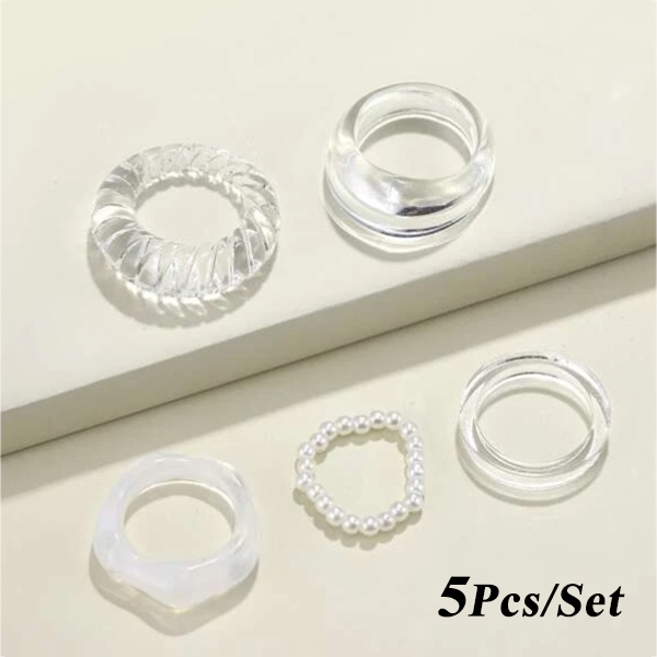 Set nhẫn AY nhiều màu sắc chủ đề trái cây phong cách thời trang Hàn Quốc