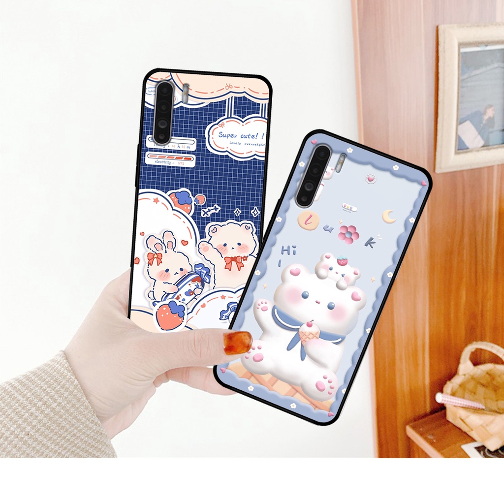 Ốp lưng Oppo A91 - Oppo Reno 3 - Reno3 Pro in hình caro gấu thỏ dễ thương