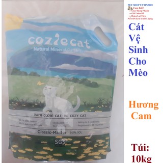 CÁT VỆ SINH CHO MÈO Cozie Cat Hương Cam Túi 10kg - Pet shop Uytinpro