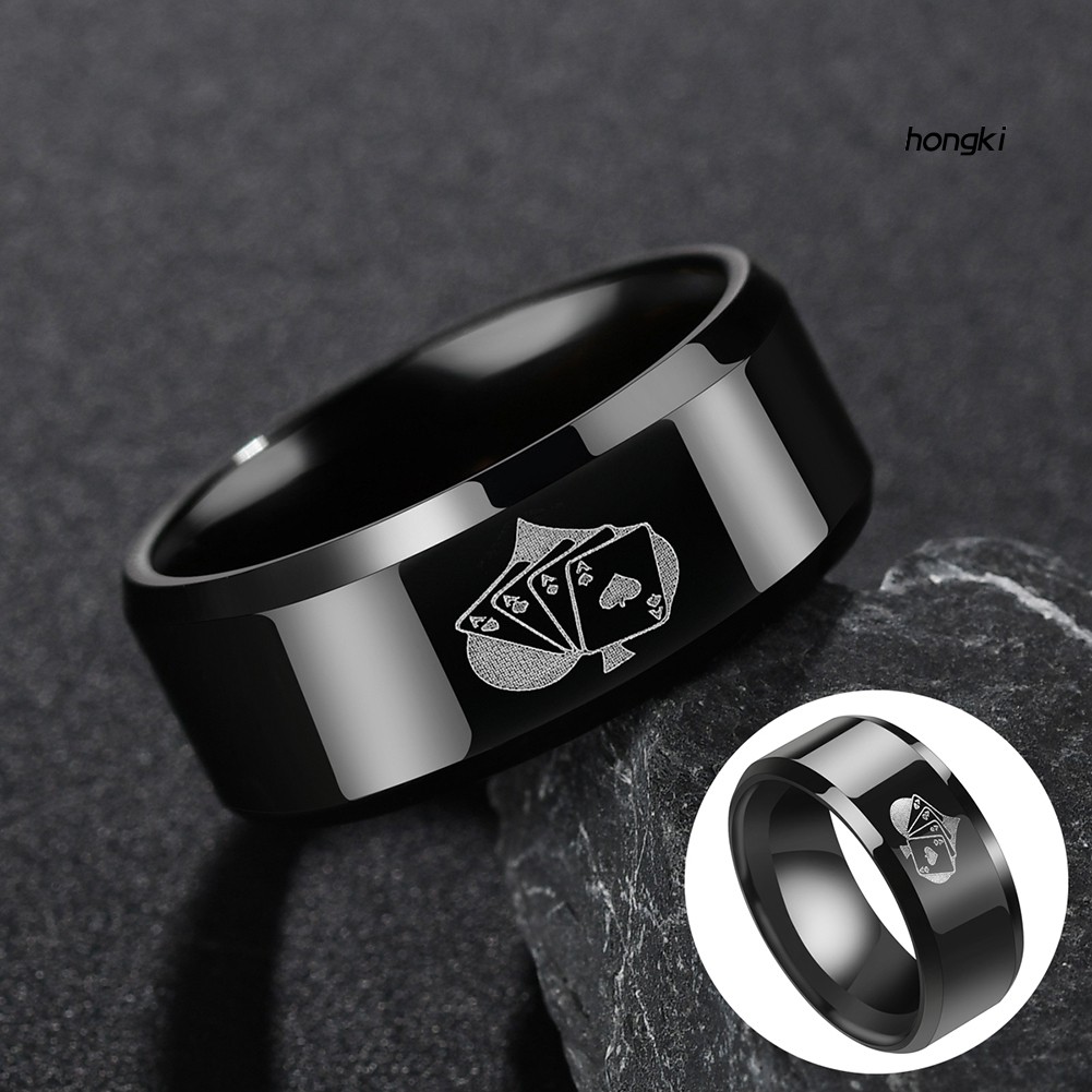 Nhẫn hợp kim hình lá bài độc đáo dành cho nam