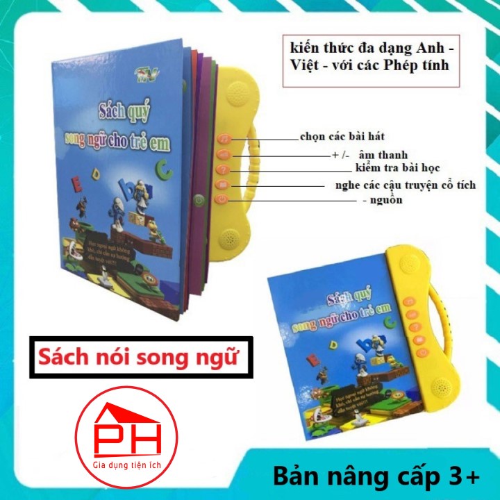 (Bản nâng cấp 3+) Sách nói điện tử song ngữ (Anh - Việt) Thanh Nga giúp trẻ học tốt Tiếng Anh - Gia dụng Phước Hòa