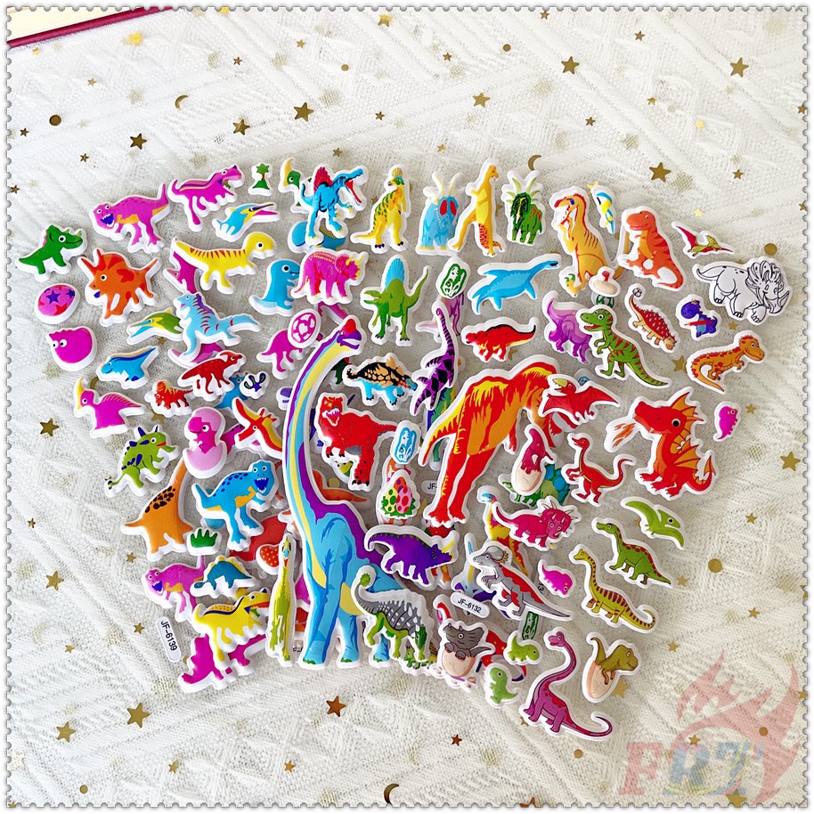 ❀ Sticker Dán Trang Trí Hình Khủng Long Hoạt Hình Q-1 DIY ❀ 1 Miếng Dán Bong Bóng 3D Bằng PVC Chống Nước