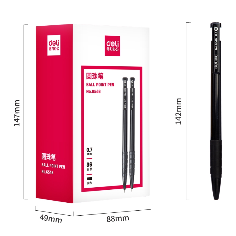 Bút Bi Deli Mực Xanh Dương Ngòi 0.7mm 6546