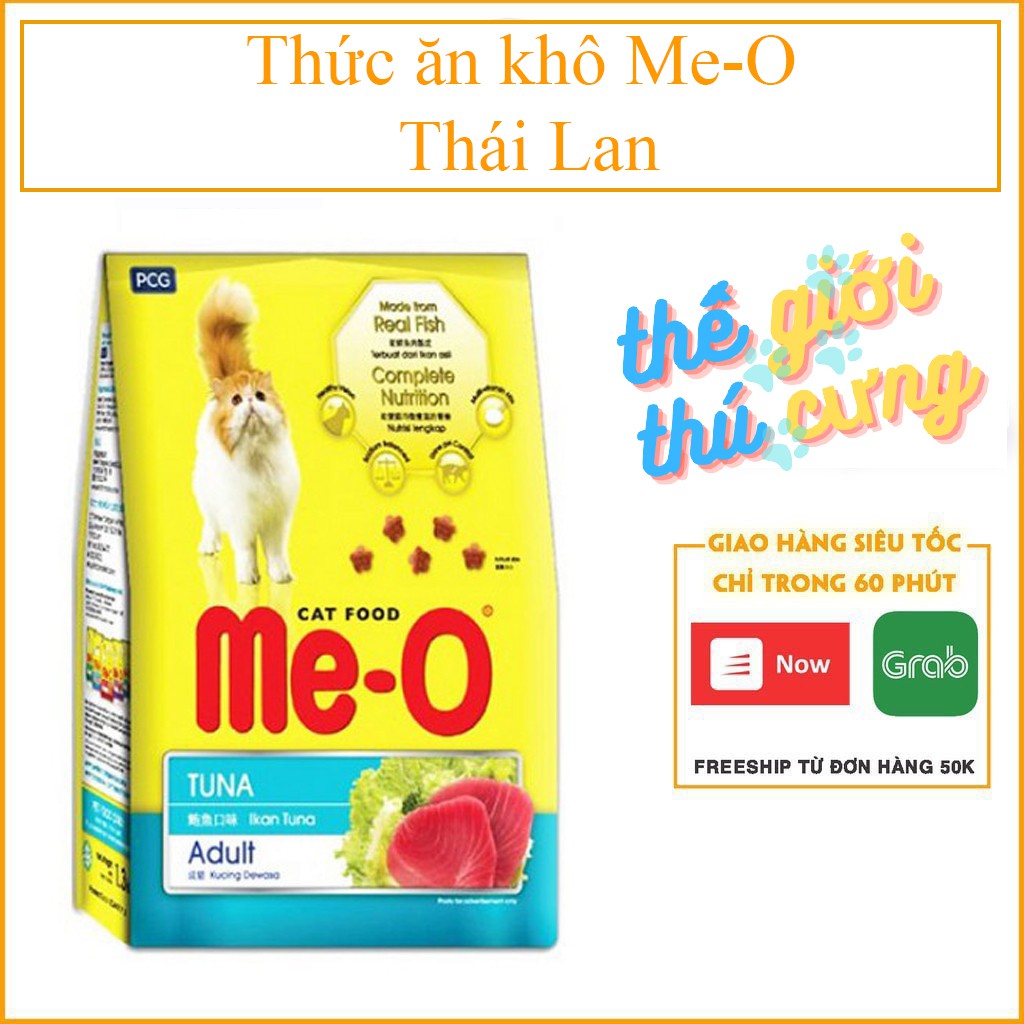 Thức ăn khô Me-O 350g - ~400g Thái Lan vị hải sản và vị cá ngừ cho mèo