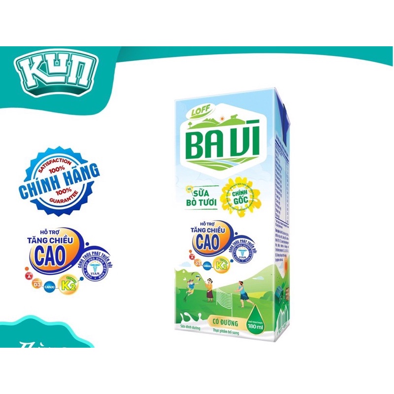 LỐC 4 HỘP SỮA DINH DƯỠNG BA VÌ CÓ ĐƯỜNG 180ML