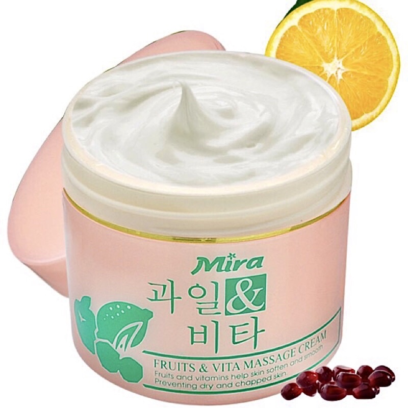 KEM MASSAGE HỒNG MIRA CHO MẶT & BODY FRUITS & VITA MASSAGE CREAM 300ML