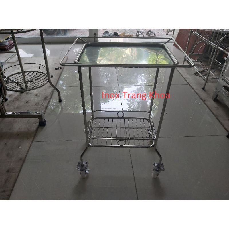 Kệ inox để nồi cơm bầu dục có bánh xe