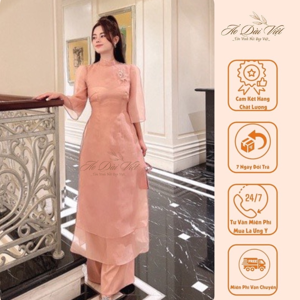 Áo Dài Cách Tân "Uyển Thi" Thiết Kế 4 Tà Vai Bồng Nhẹ Nhàng Trẻ Trung Điệu Đà Phù Hợp Cho Các Nàng Trong Nhiều Sự Kiện