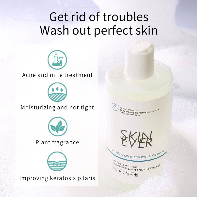 SKIN EVER Tea Tree Facial Cleanser & Body Wash Deeply Cleansing Moisturizing Control Oil Foaming Bath Cream Washing Set