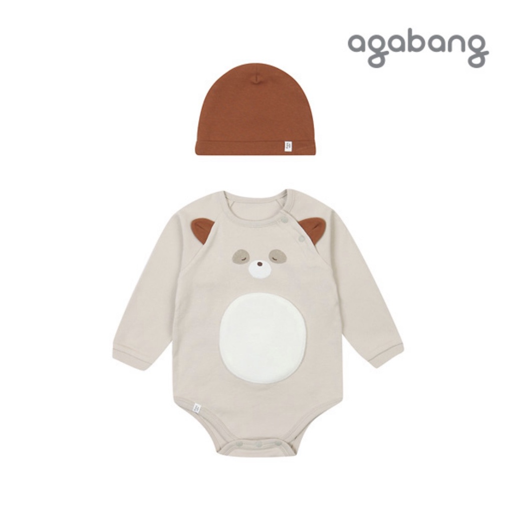 Body chẽm agabang dài tay gấu be kèm mũ dễ thương Nga Fish G8B1