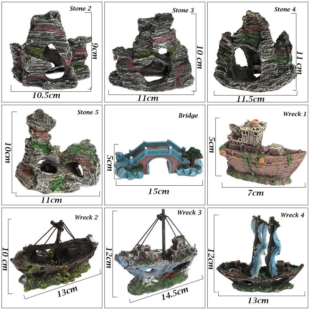 KUNHEV Phụ kiện trang trí bể cá nhiều mẫu tùy chọn chất liệu nhựa resin thời trang