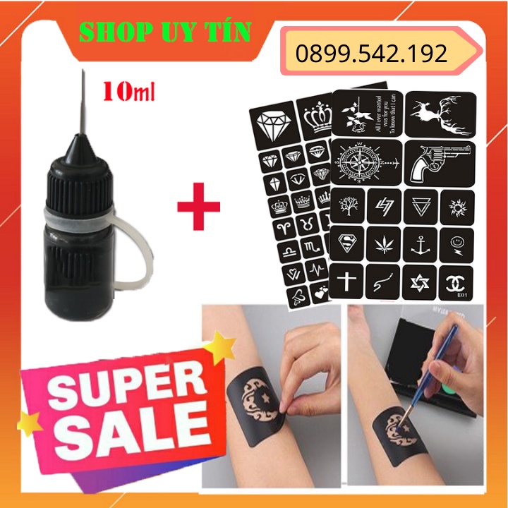 Hình xăm Tạm Thời + Mực xăm tạm thời 15 ngày (20 - 70 hình) Phù Hợp Mọi lứa tuổi. ĐƯỢC CHỌN KHUÔN VÀ MÀU.