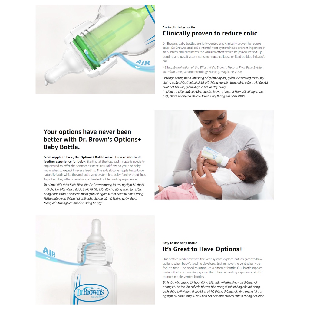 Bình sữa thuỷ tinh Dr Brown's Option+  dung tích 120ml