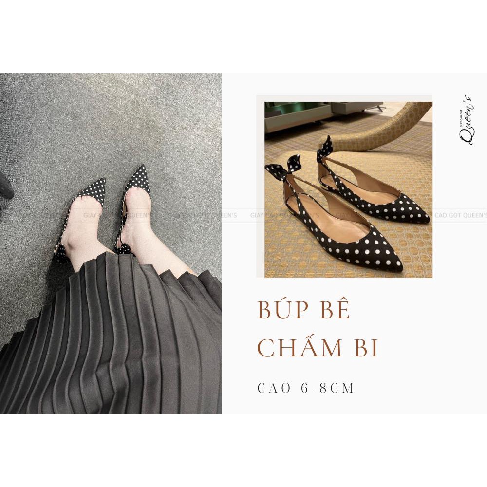Giày Búp Bê Mũi Nhọn Nơ Thỏ Đế Dạng Khối Cao Cấp, Giày Búp Bê Nữ Hàng Hiệu Êm Chân Sang Trọng Bảo Hành Đế, Keo 1 Năm