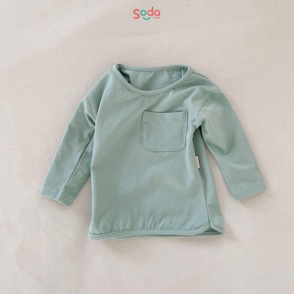 Áo thun dài tay cho bé SODA KIDS chất liệu cotton co giãn 4 chiều, thiết kế túi ngực phong cách Hàn Quốc