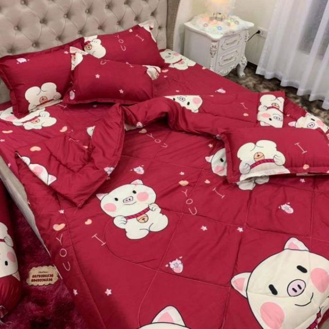 ( SHOPEE SALE) BỘ GA GỐI 3 MÓN 1M6 CẬU BÉ BÚT CHÌ M6483