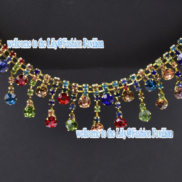 1906374     Dây Xích Tua Rua Đính Đá Pha Lê Màu Vàng / Bạc 1 Kích Thước Dùng Trang Trí Rèm Cửa