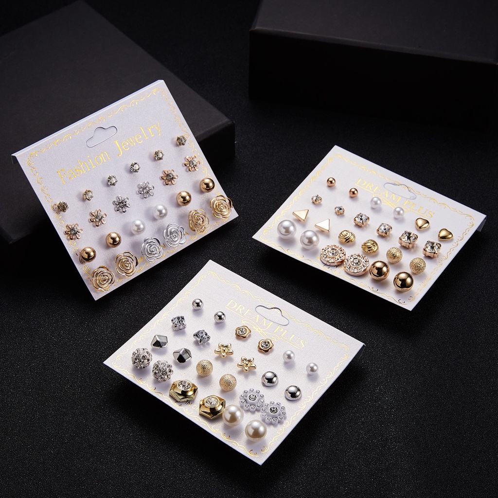 Set 12 bông tai thời trang xinh xắn dành cho nữ
