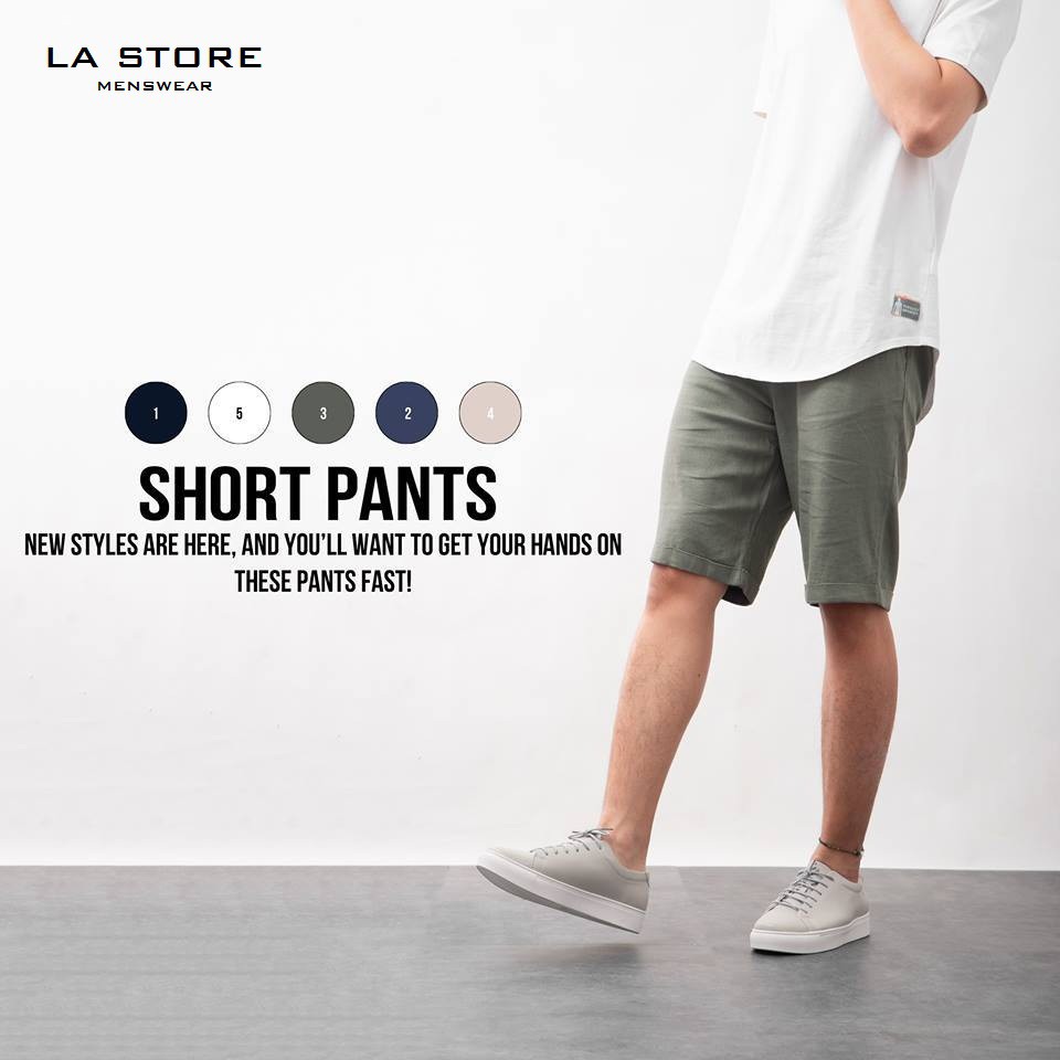 Quần short ROUTINE QS15300 - Quần Short linen nam 4 màu - phía sau lưng thun cực kỳ thoải mái