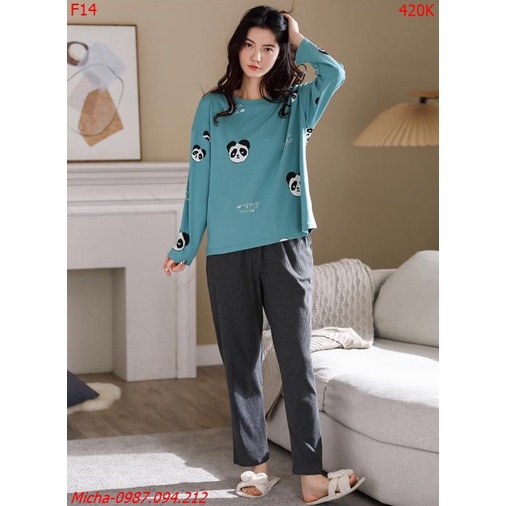 Bộ dài tay gấu panda xanh - Micha F14