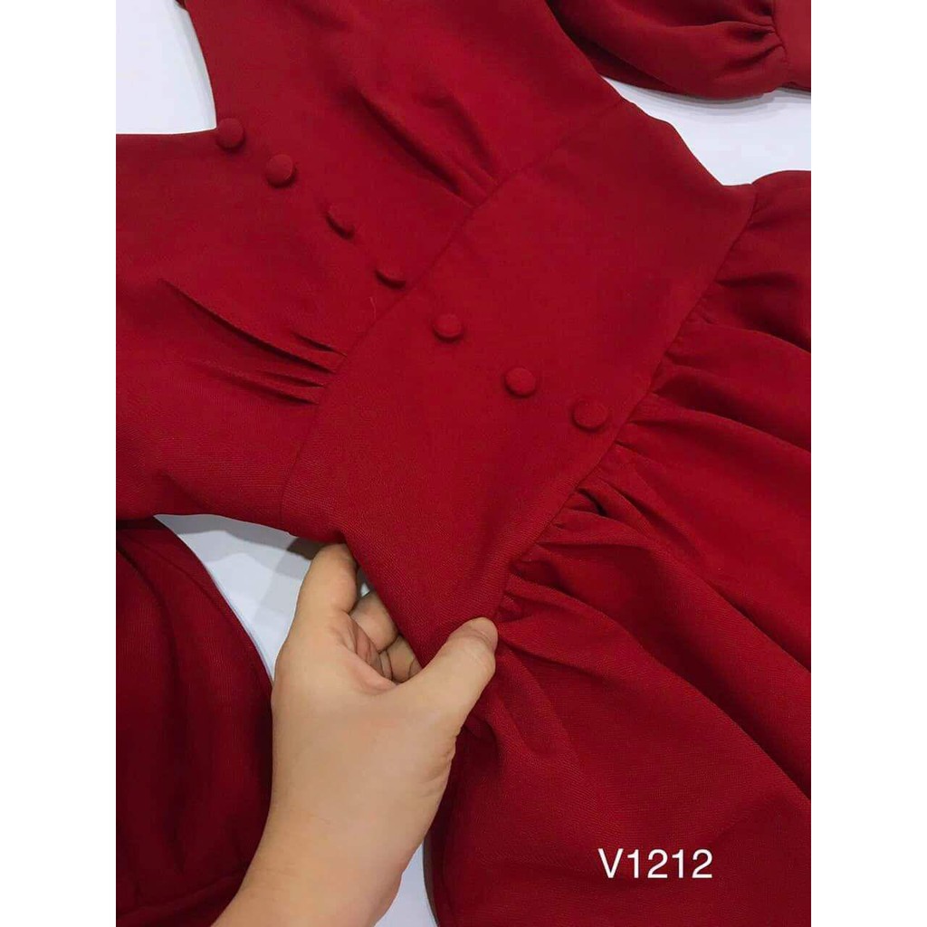 [ xả kho ] MiD Đầm nữ đỏ dáng xòe bóp eo V1212 Mie Design kèm ảnh thật