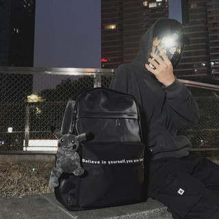 BALO TÚI ĐEN TRƠN VẢI DÙ HỌC SINH SINH VIÊN NAM NỮ IN LOGO CHỮ PHONG CÁCH HÀN QUỐC MẪU MỚI XMY01239981