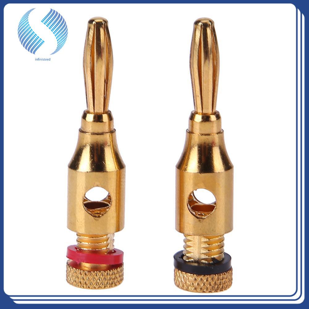 Whitelotous 2pcs Gold-Plated Plugs Musical Audio Speaker Cable Wire DIY Connectors