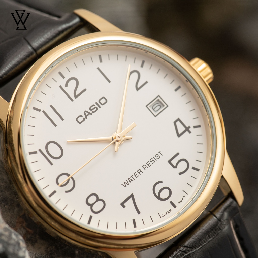 Đồng Hồ Quartz Nam Casio WATCHSTORE MTP-V002GL-7B2 Thiết Kế Kính Khoáng 37mm, Dây Đeo Da Và Vỏ Thép Không Gỉ
