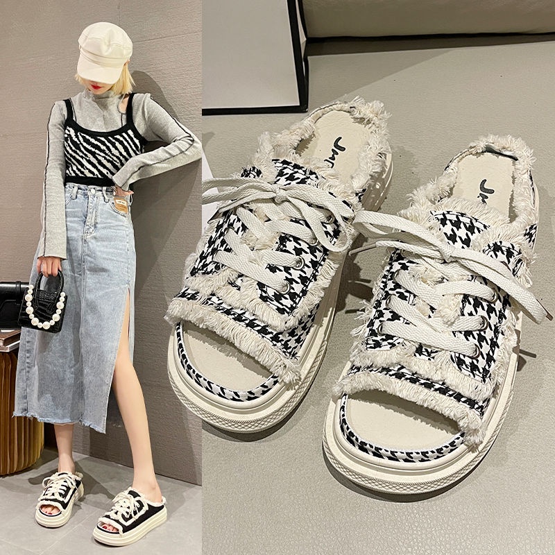 Jiashucheng Giày Sandal Vải Canvas Đế Dày Thời Trang Cho Nữ