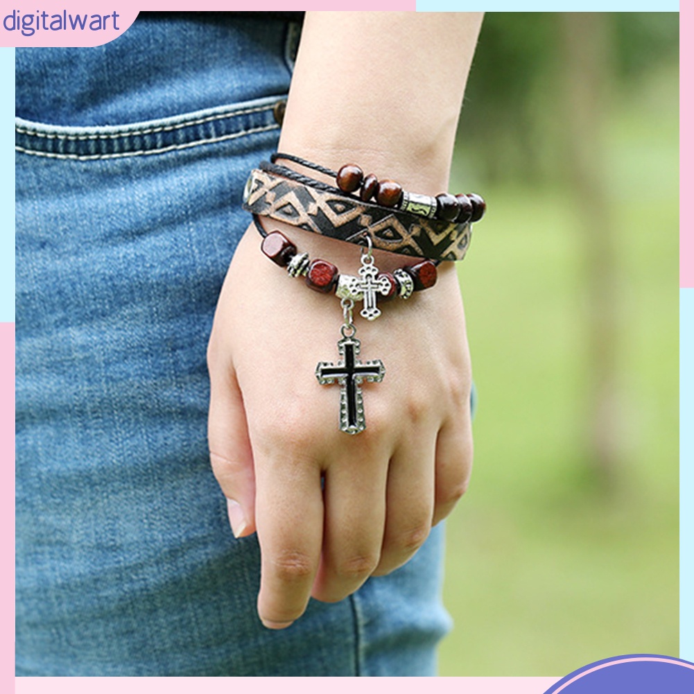 Vòng Đeo Tay Giả Da Nhiều Lớp Kiểu Dáng Vintage Thời Trang Cá Tính