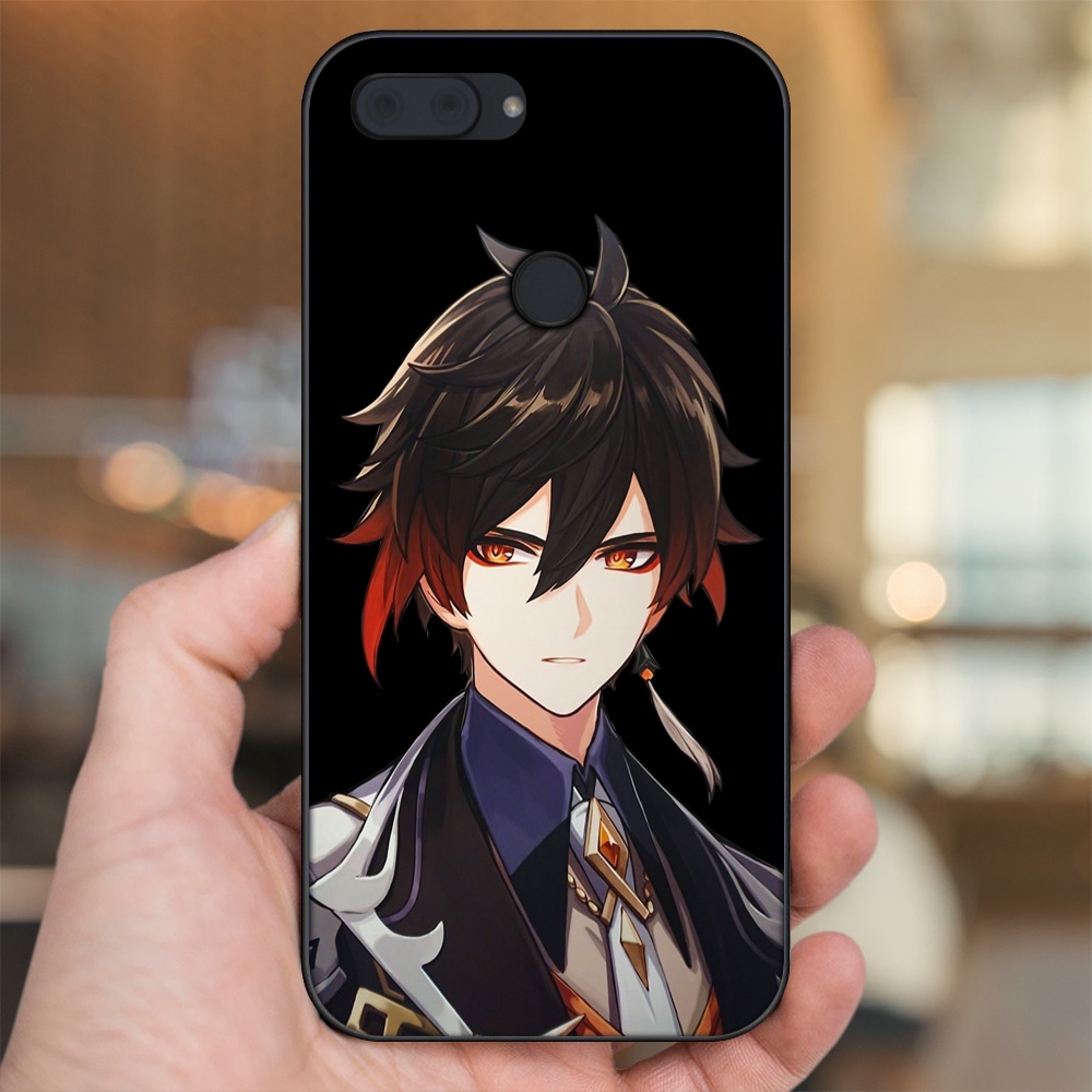 Ốp lưng Xiaomi Mi 8 Lite viền đen in hình Zhongli Genshin Impact