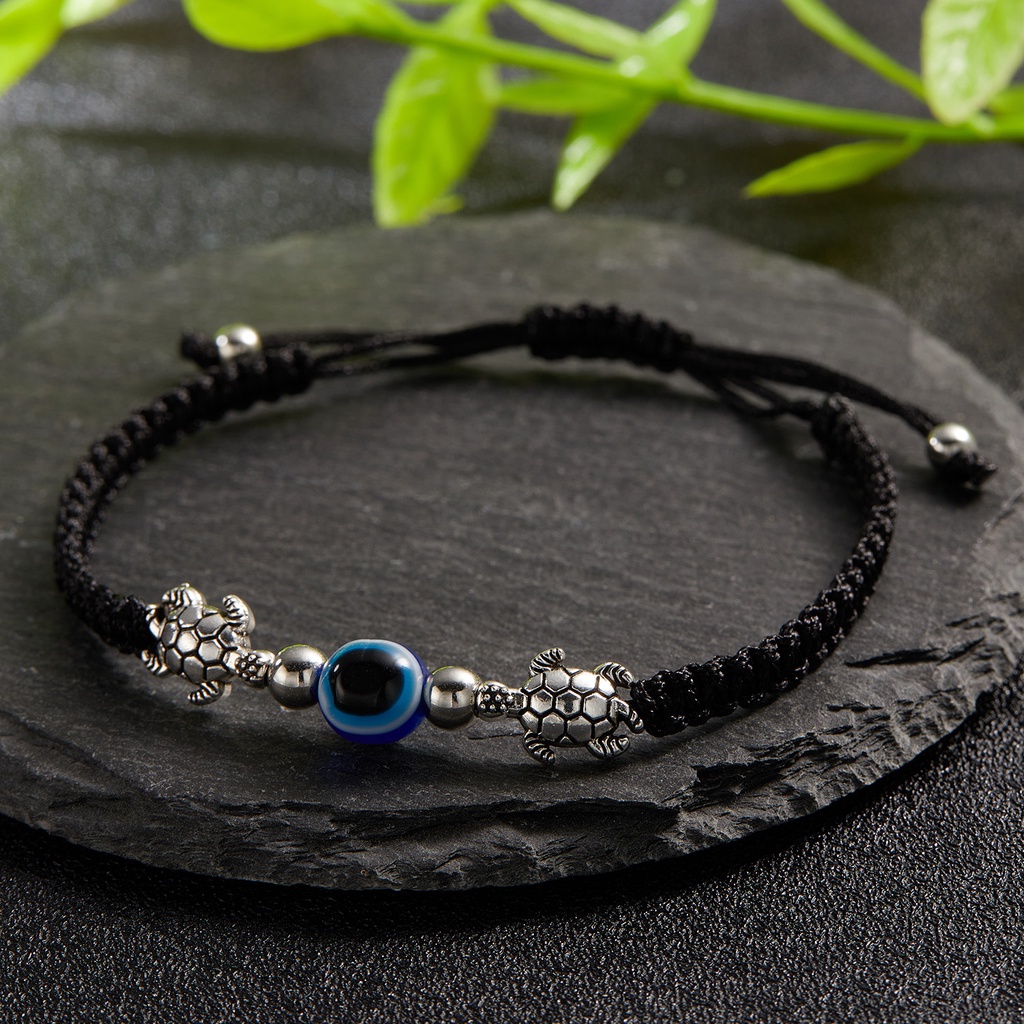 Vòng Đeo Tay Bùa May Mắn Bện Dây Màu Đen Điều Chỉnh Được Kabbalah Cho Cặp Đôi