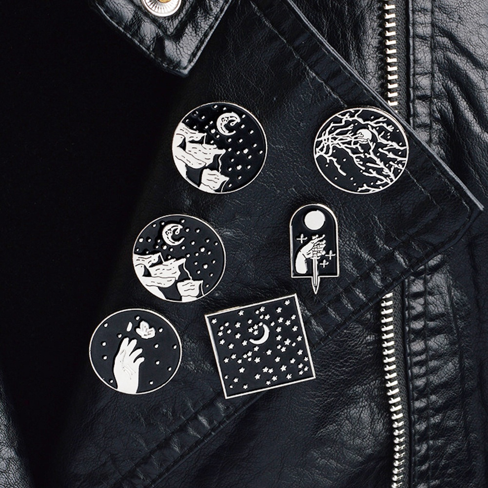 Ghim cài áo hình trăng sao phong cách cổ điển thanh lịch dành cho nữ