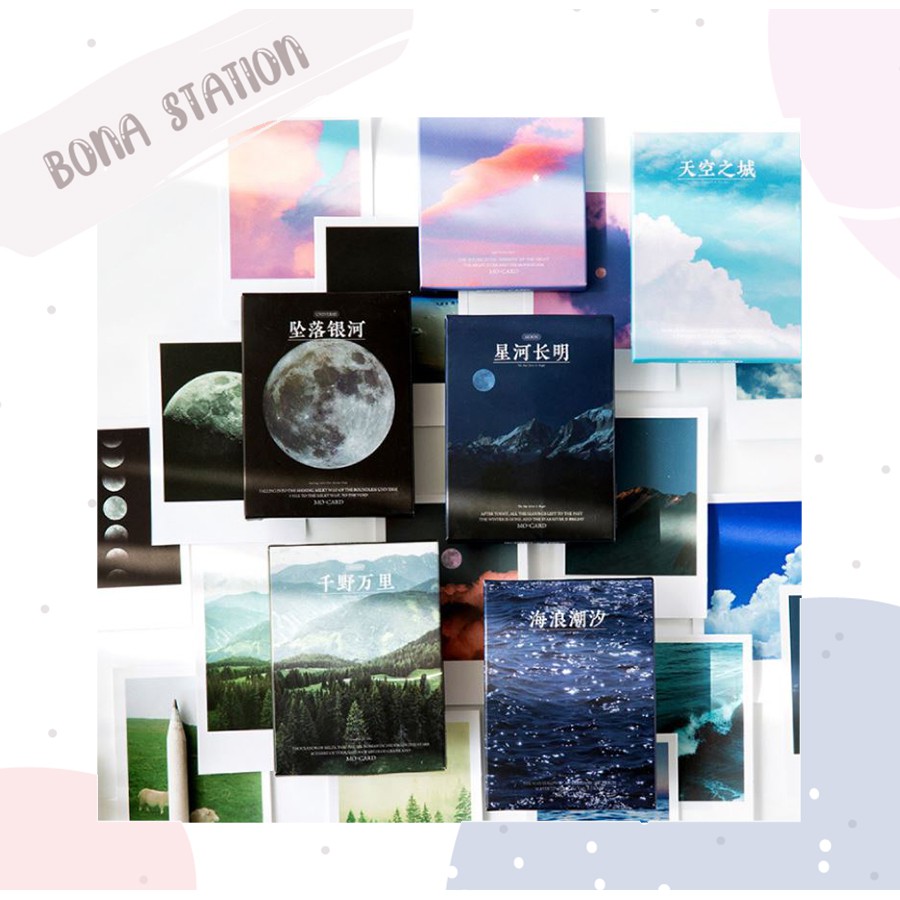 Hộp 30 sticker lomo phong cảnh thiên nhiên Romantic landscape | BDL003