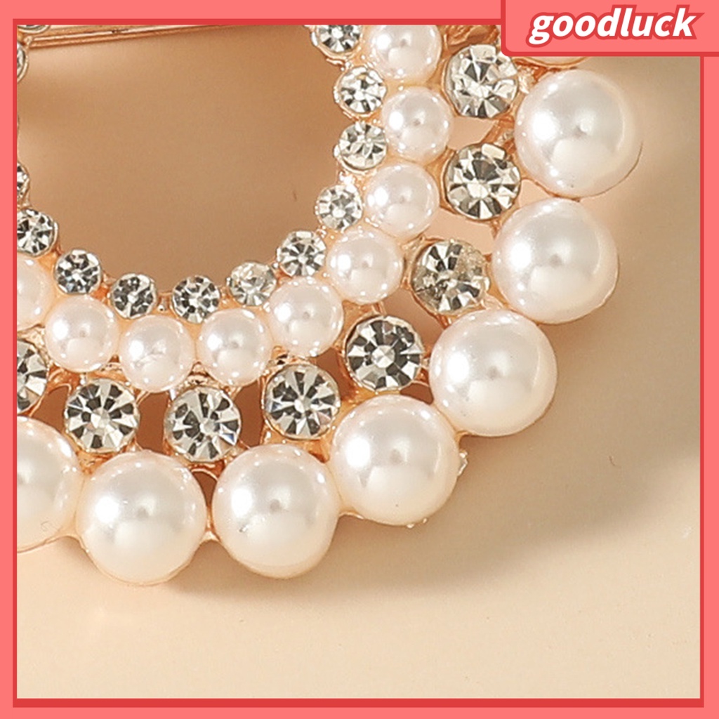 Ghim Cài Áo Hình Tròn Đính Đá Và Ngọc Trai Nhân Tạo Thời Trang Cho Nữ